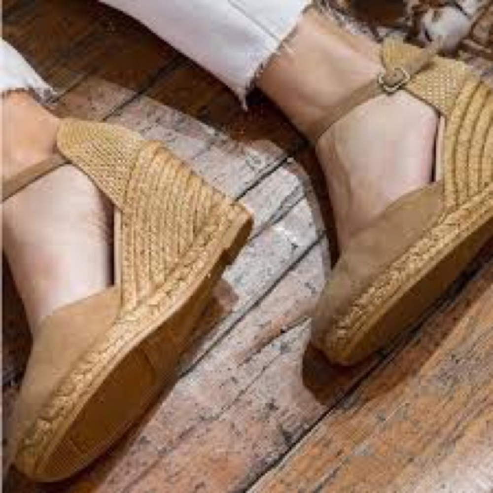 Tan Espadrille Wedge Sandals Size 10